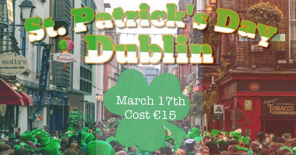 ULIntSociety's tweet photo. **Reminder**
We have trip sign ups for our Dublin St. Patrick's Day trip tonight from 6-7pm in Red Raisins. Hope to see you there! Cost €15 https://t.co/wKpw0DijZy