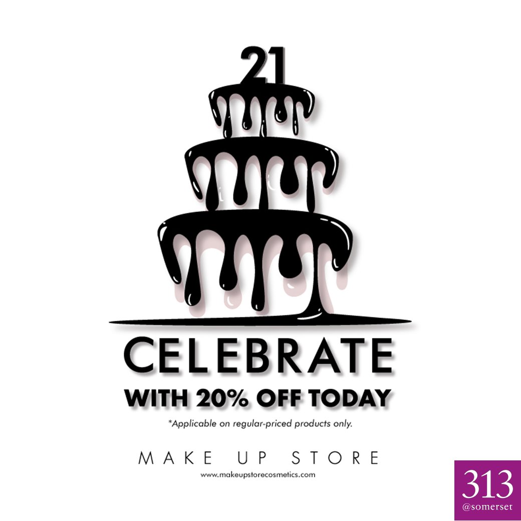 MAKE UP STORE is celebrating their 21st birthday with a 20% off all regular priced items - now till 5 Mar. More detailshttp://bit.ly/2mhC1PZ