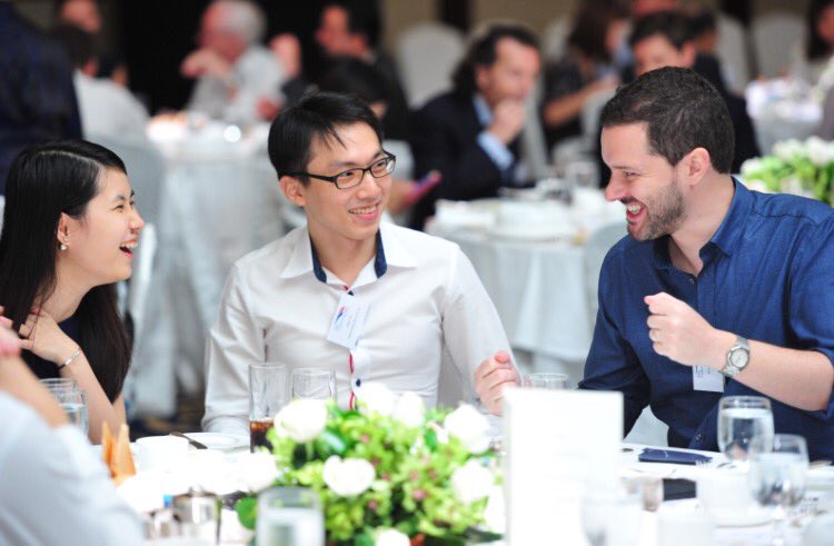 howdy_co's tweet photo. Our CEO getting animated at the recent fascinating #AI @britchamsg event with Q&amp;A with the very impressive @RalphHaupter of @MicrosoftASIA https://t.co/WBjzrzepTt