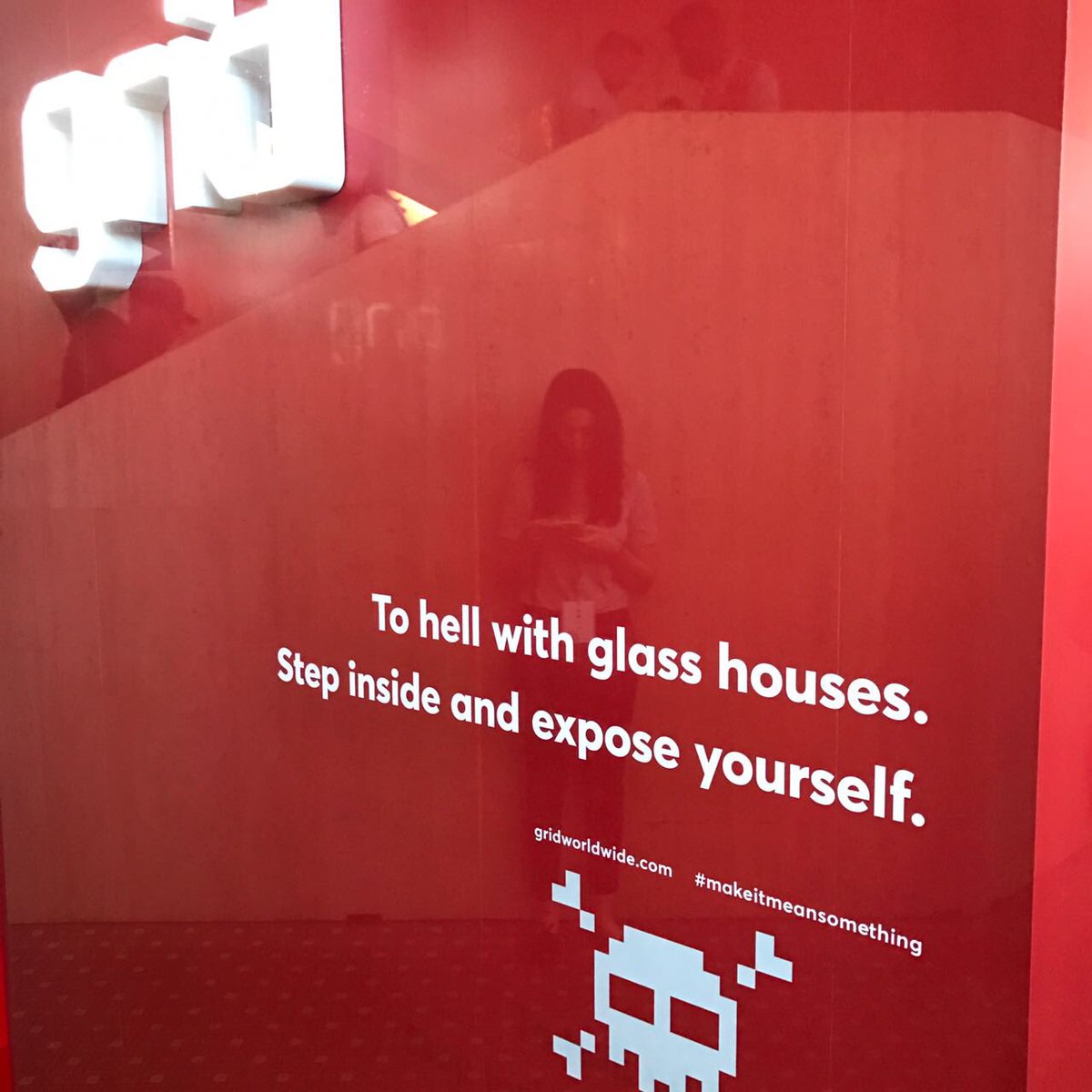 Ad_Mski's tweet photo. @gridworldwide cube getting loads of attention @DI_Festival. Pics by @paul_hinch #GridDesigned #Grid https://t.co/P0nvy6zxNz
