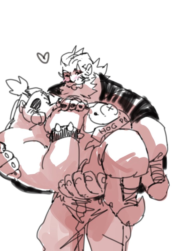 KenChicky's tweet photo. [ SLAMS HANDS ON TABLE ] LET THE BIGG MEN CUDDLE #overwatch #reinhardt #roadhog #reinhog https://t.co/9ktJhtsFoa