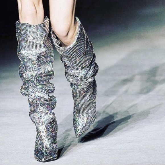 These glitter boots by ysl are what the world needs right now
