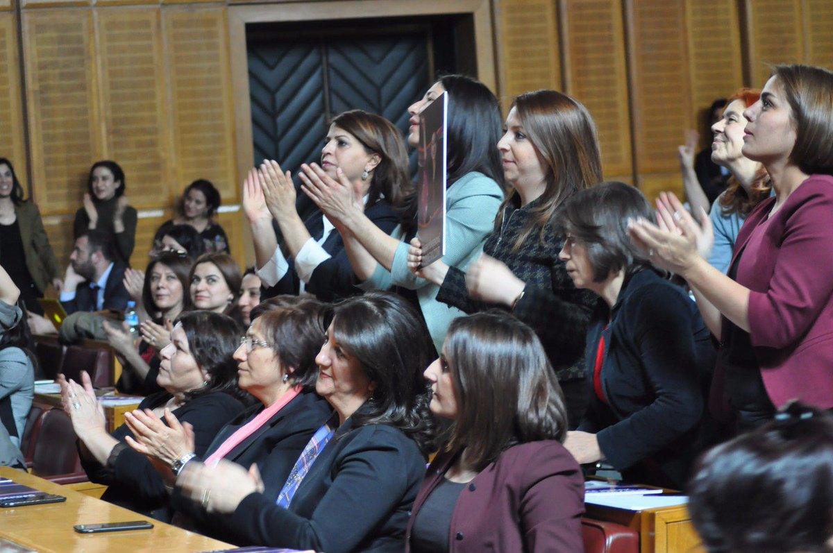 DemPartyEnglish's tweet photo. Female #HDP Deputies are on strike for solidarity with international women's strike https://t.co/1xvXjYFuVE https://t.co/jmliMVsgcx