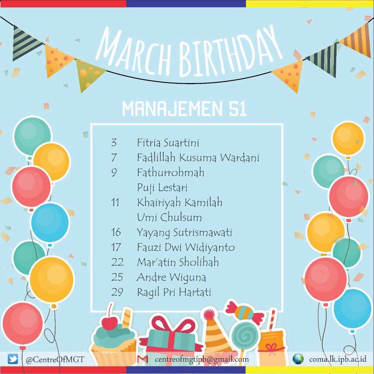Have a wonderful birthday. We hope you're getting smarter, better, be filial to parents, and hopefully you achieve future goals.
