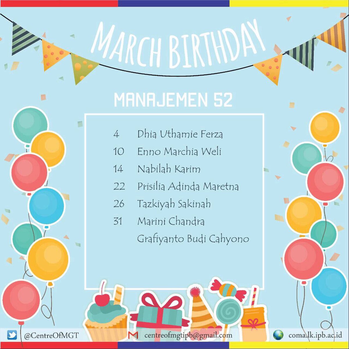 Have a wonderful birthday. We hope you're getting smarter, better, be filial to parents, and hopefully you achieve future goals.