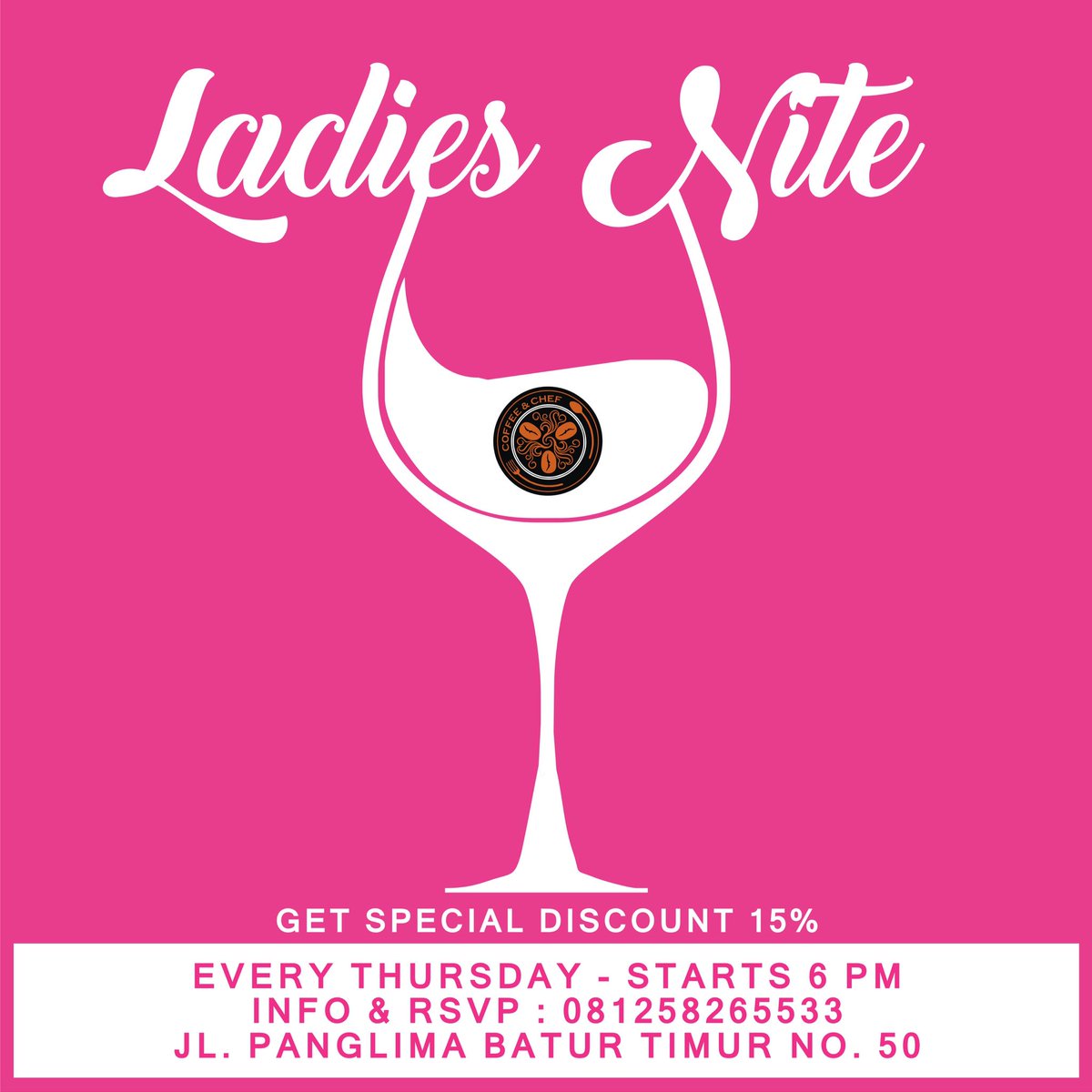 Hello LADIES..
Tonight is LADIES NITE
Come oN Join with Us And Get A Special Discount  15 % For Your Ladies.
.
.
#coffeenchef #cncbanjarbaru