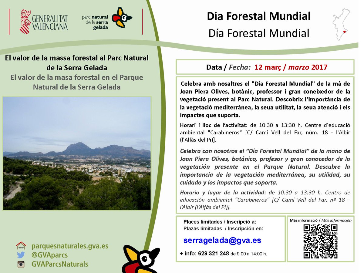 femecv's tweet photo. Actividad programada para el próximo día 12 de marzo.

#actividades #parquenaturalserragelada https://t.co/WdnVTI7Vp5