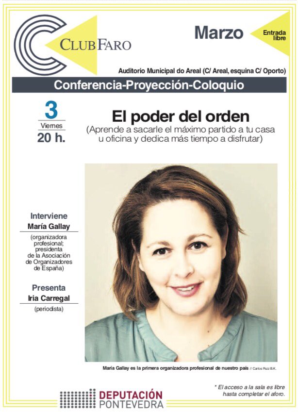 Mañana presentación del libro y charla dobre orden en Club Faro de Vigo, entrada libre. <a href="/Farodevigo/">Faro de Vigo</a> <a href="/depo_es/">Deputación Pontevedra</a>