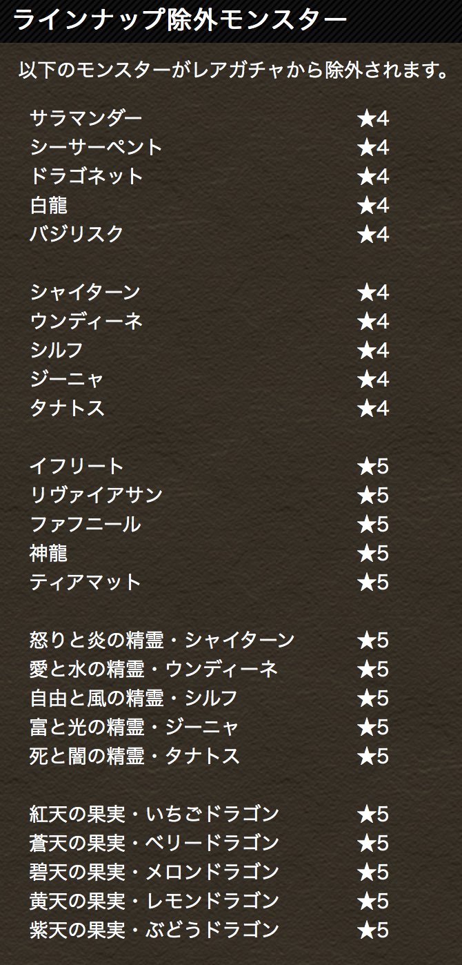 オーガch パズドラまとめブログ レアガチャから除外されるモンスターさん今までお疲れ様でした 精霊シリーズは特に3t無効という貴重なキャラなので1体しか持っていない方は売らない方がよいです 今後精霊界からの贈り物なんてのもあるんでしょうか