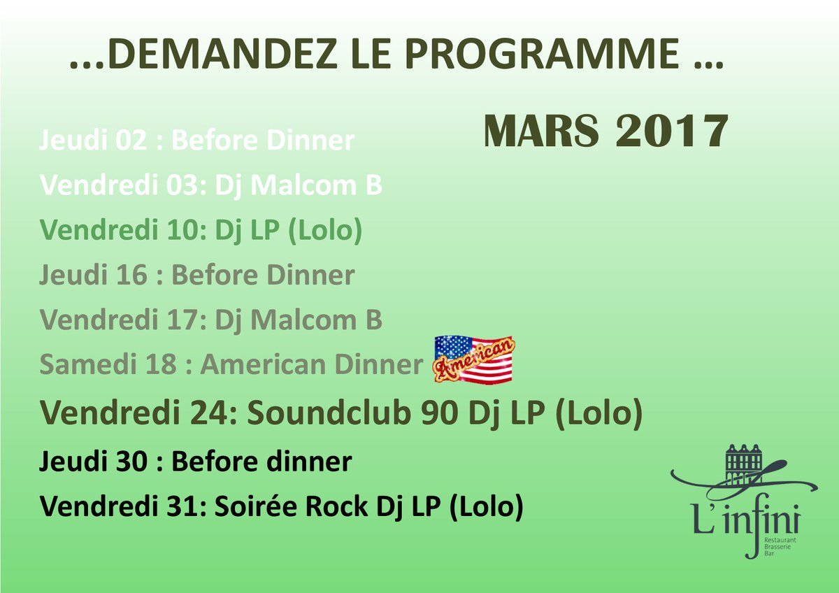 Le programme du mois de Mars est arrivée 💃