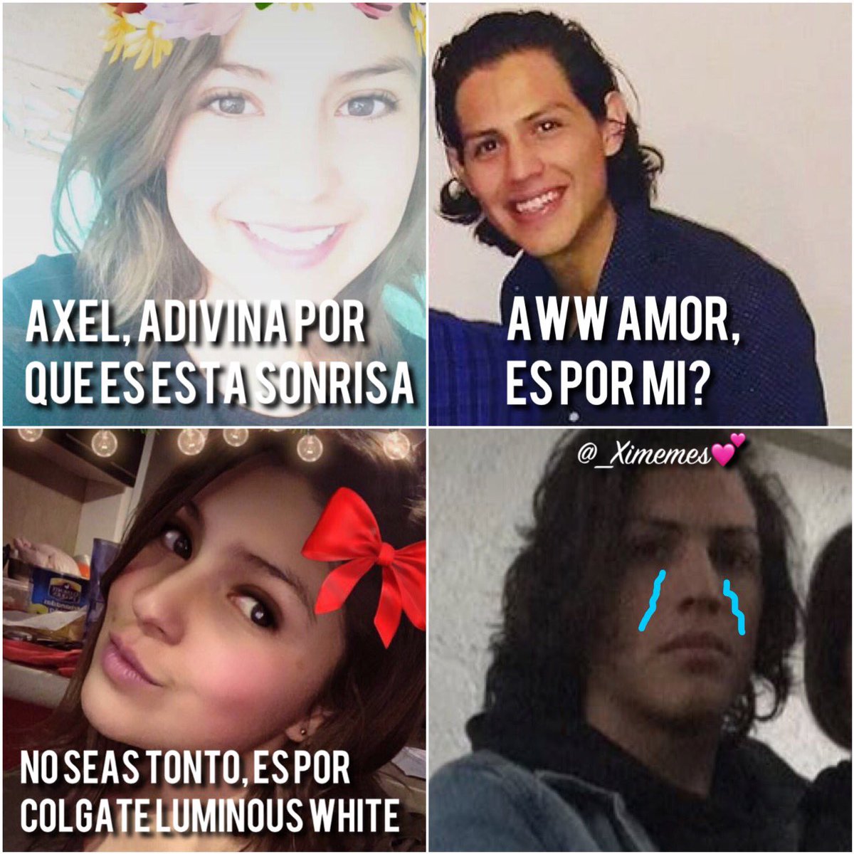 _Ximemes's tweet photo. No me decidia por cual subir😳😂
Cual va para insta @xime_martz ?
Tambien te amamos @axel_trujilloc 😂
(Notese que el jimena es parte del meme) https://t.co/bmWnGExUjt