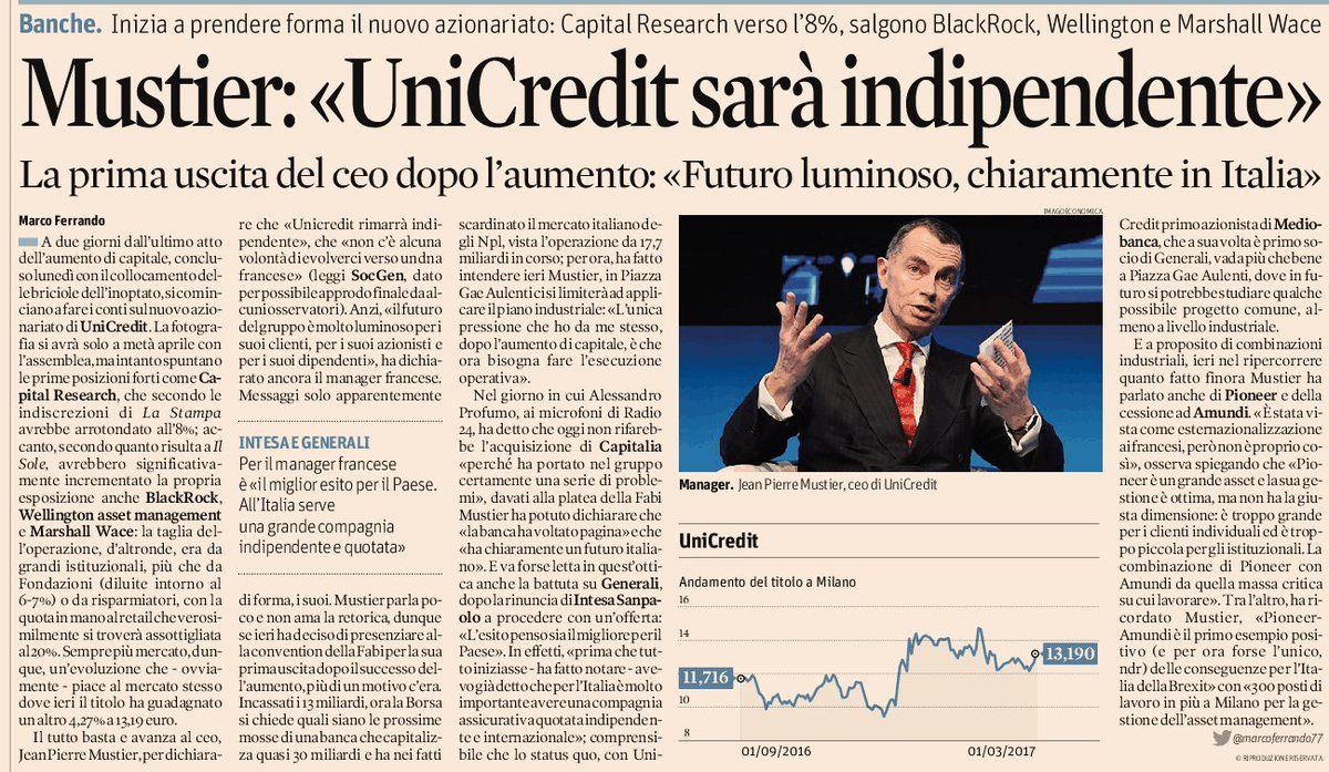 FivesixtySrl's tweet photo. Articolo da tenere a mente: «#UniCredit sarà indipendente» 
https://t.co/D2CEVd3dAx https://t.co/b14D5TkcgU