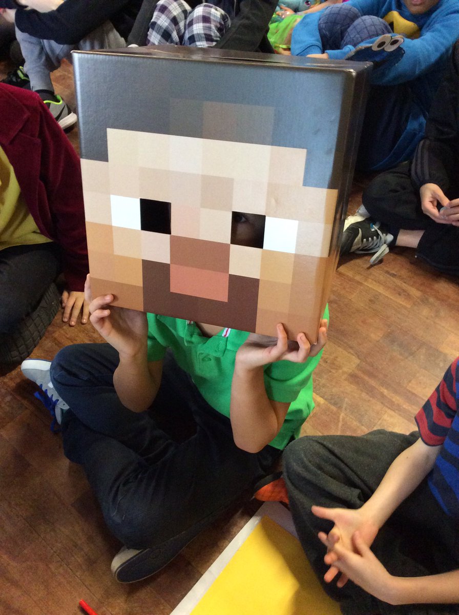 littlehillsch's tweet image. Live: World Book Day assembly. Kids looking great. We can't find Wally but Minecraft Steve can help!