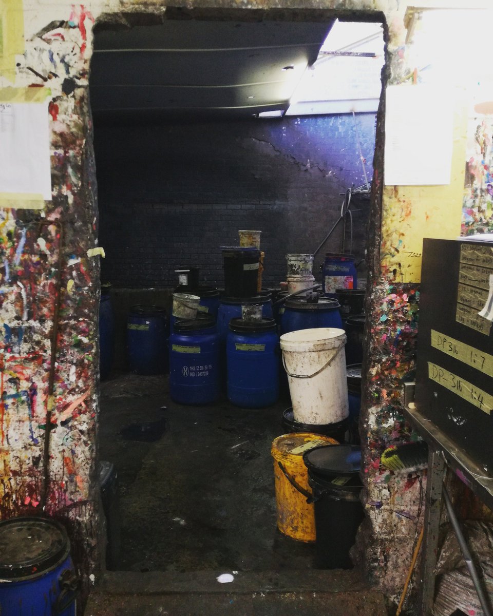 Indigi took a trip down to the printing factory yesterday, here we have the colour mixing station! - Can you tell? 🎨 #textiledesign