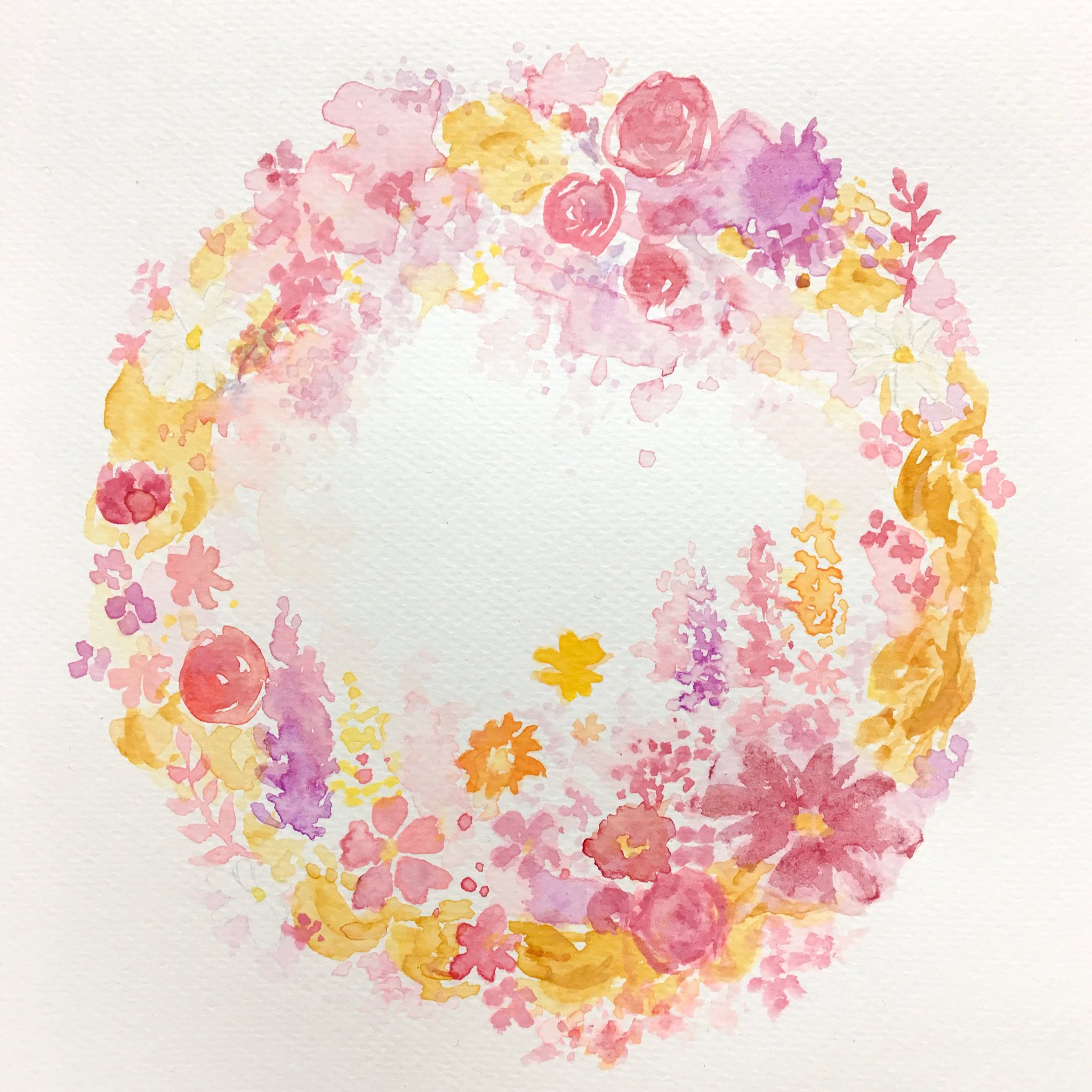 Megmeri リース ラプンツェルをイメージして描きました 水彩 リース ラプンツェル イラスト 花 デザイン T Co Rz6dlfkrsv Twitter