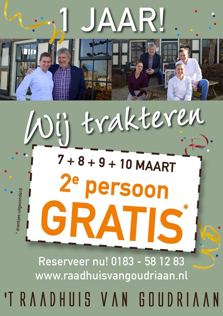 Hiep Hiep hoera, volgende week bestaan we 1 jaar! Heeft u onze feestelijke aanbieding al gezien? #korting #restaurant #vol=vol