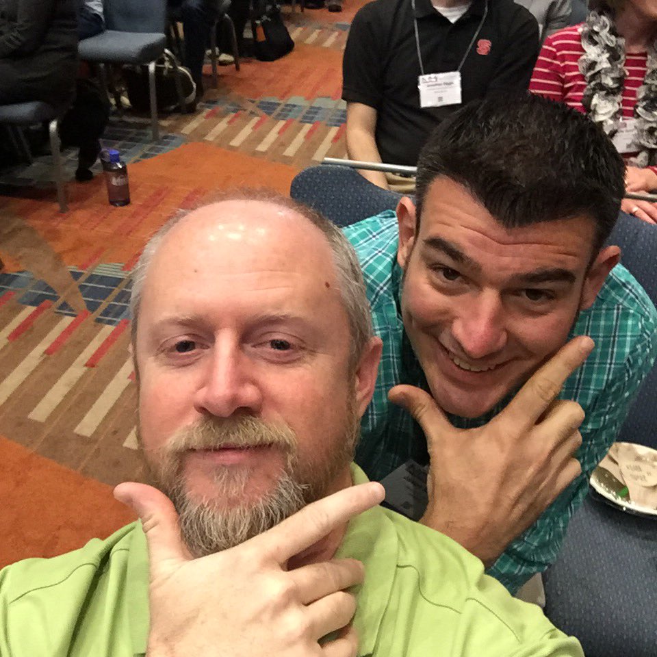 Goodson's tweet photo. @Goodson and @jmammano on the U.S.S. "Ask Forgiveness" #ncties17 https://t.co/BYNJlMAdYm