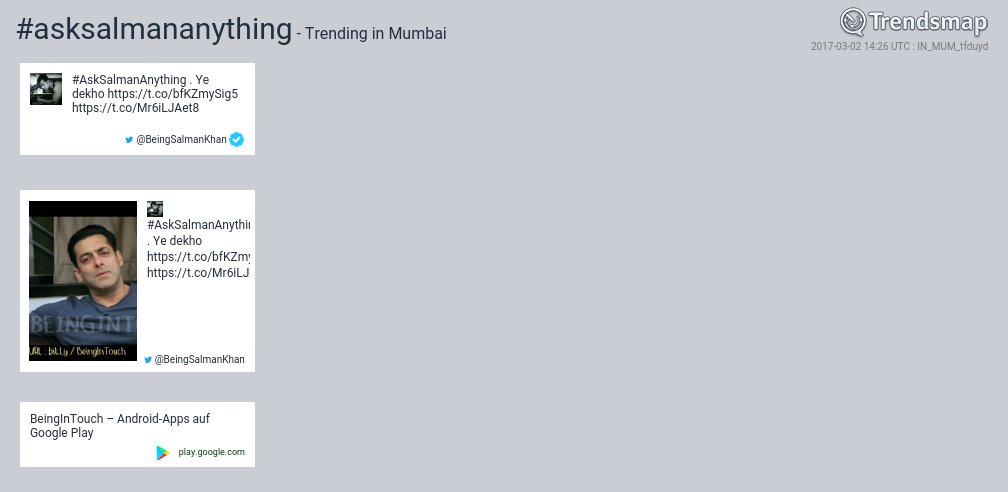 #asksalmananything is now trending in #Mumbai

trendsmap.com/r/IN_MUM_tfduyd