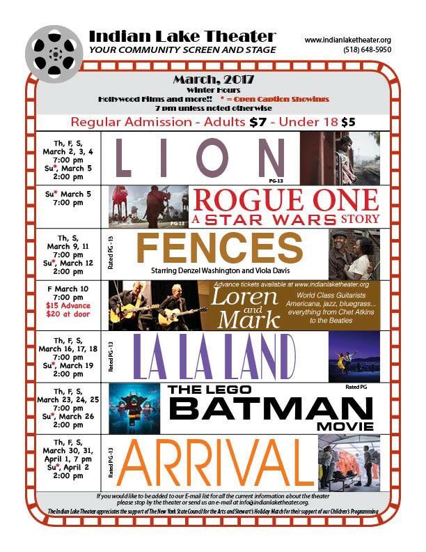 ASRChamber's tweet photo. March movies at Indian Lake Theater 🍿🎟. Lots to do in the #speculatorregion https://t.co/Sin1ddrr4V
