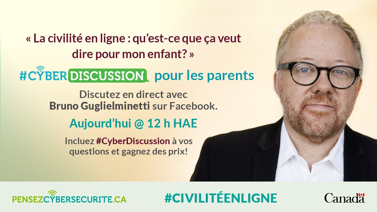 cyber_securite's tweet image. La #CyberDiscussion sur FB débute à 12h HAE! Au menu : respect des sentiments d&apos;autrui, vie privée et propriété intellectuelle en ligne.