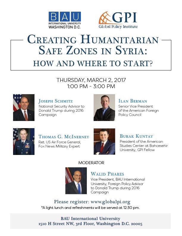 Suriye'de guvenli insani bolge konusu Washington'da tartisiliyor.BAU DC ve GPI  ortak etkinliği 21:00'de canli youtube.com/watch?v=HUIYV8…