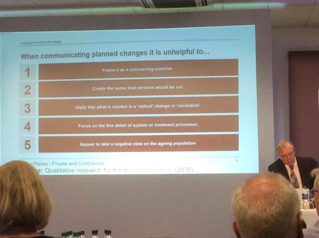 DrJudithSmith's tweet photo. #ntsummit Very important and useful advice for #NHS managers and boards here from @anastasia_knox of @BritainThinks https://t.co/kwu8cWjahC