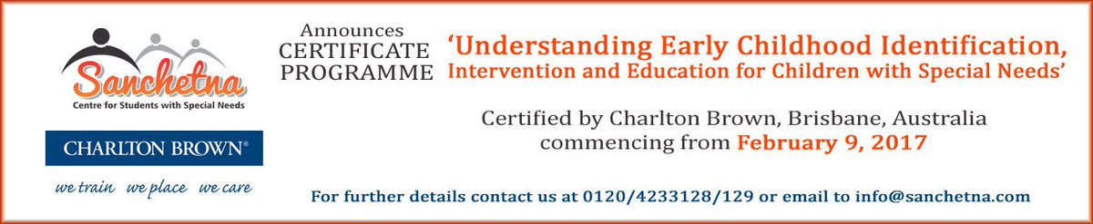 Announcing a unique Certification programme in #EarlyChildhoodCare by Charlton Brown, Brisbane, Australia. #BHIS #Sanchetna #billabongnoida