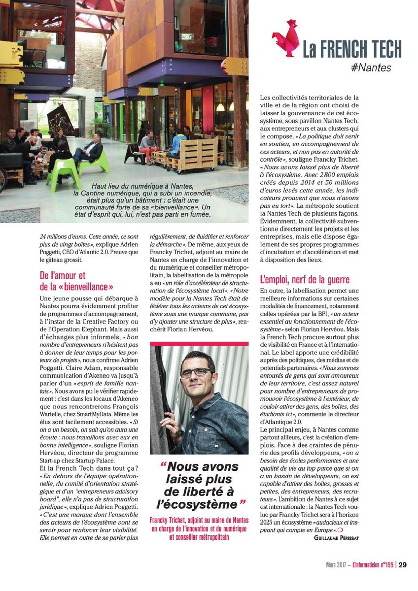 AlexandreDEREY's tweet photo. @NantesTech présenté ds le dernier mag L'informaticien :6 pages! #Nantes au top de la #tech ! #Innovation #startups #entrepreneurs #Business https://t.co/gxFYZ9pjs3