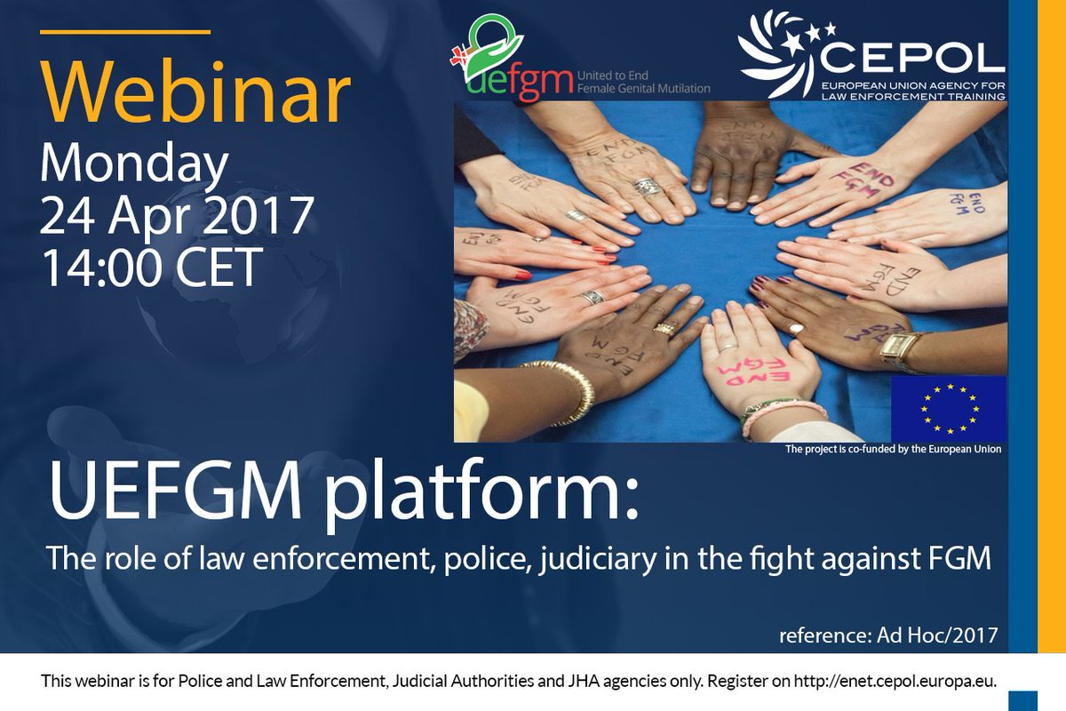 Proud to announce we'll be a panelist in this webinar on the role of #Judiciary and #Police in the #fight against #FGM #UEFGM <a href="/EU_CEPOL/">CEPOL</a>