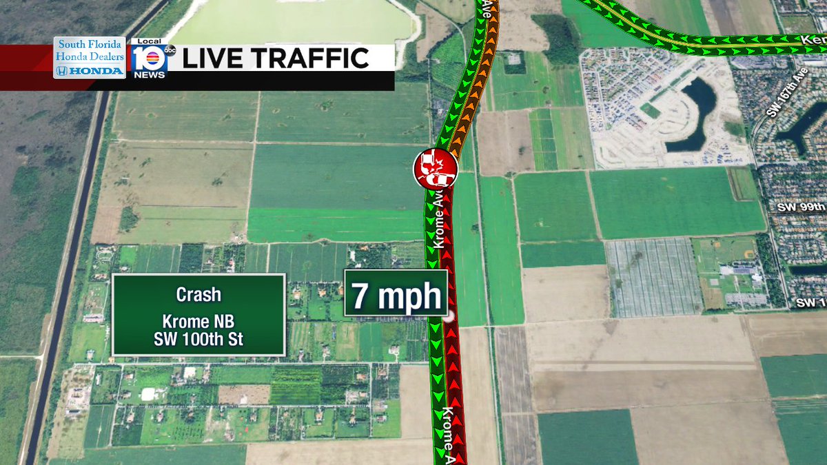 Crash on Krome NB at SW 100th St #traffic https://t.co/3SSbVTxmES