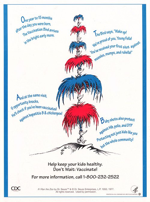 amhistorymuseum's tweet photo. Today in 1904: Dr. Seuss born. This is his Infant Immunization poster, via@CDCgov: https://t.co/4v3bzACnBG #HistMed #MedHist https://t.co/3dNNAsh2VI