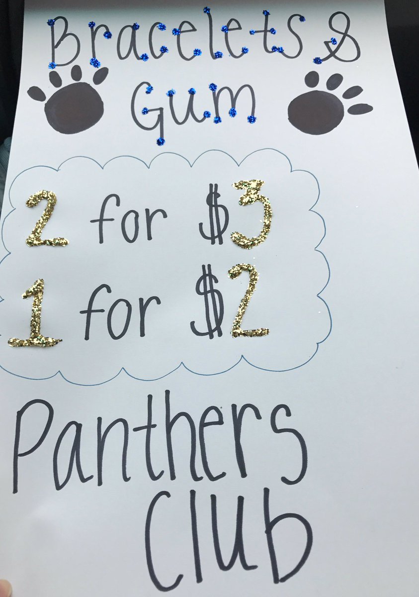 we're selling bracelets at lunches today! $2 for 1 bracelet and $3 for 2!! #pantherspirit