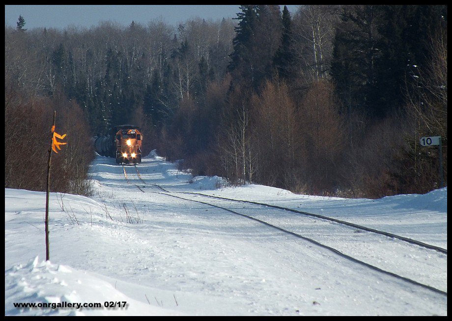 onrgallery's tweet photo. Southbound 620 rounds the bend at mile 10 of the Island Falls Sub heading for Cochrane from Moosonee Feb. 18th. #ONTC #ontarionorthland https://t.co/v0SPHiAwzD