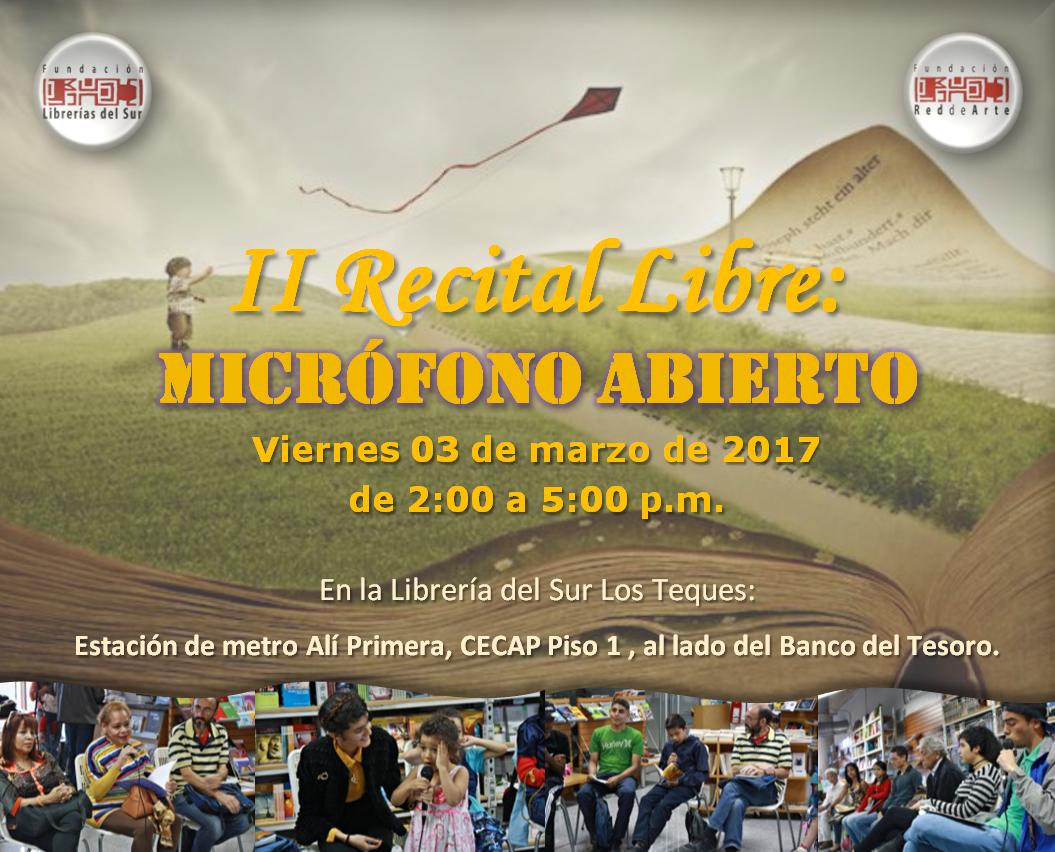 LibreriasLt's tweet photo. #Mañana | II Recital Libre "Micrófono Abierto", para todos los géneros literarios. No requiere experiencia. 2:00 - 5:00 p.m. #EntradaLibre https://t.co/zlQ4p5QSL9