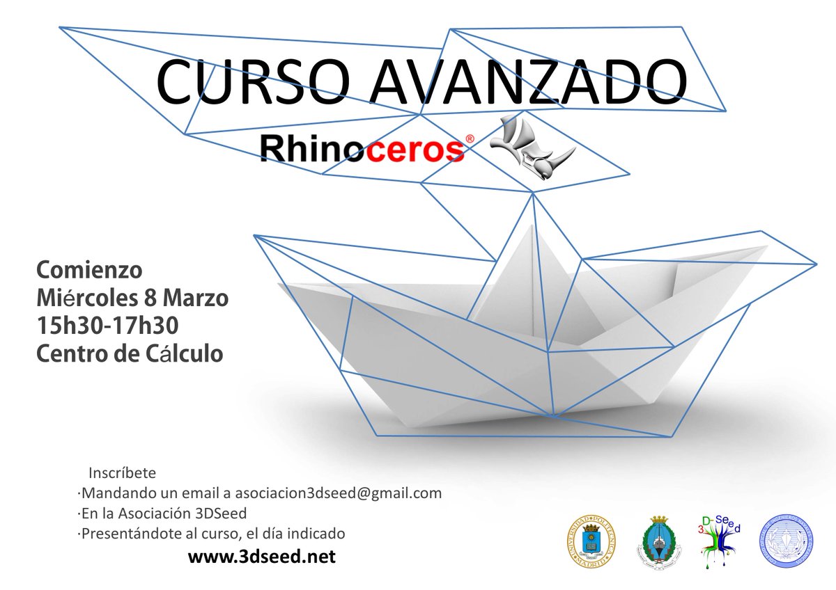 3DSeed's tweet photo. ATRÉVETE Y PROGRESA DISEÑANDO
Curso Avanzado de Rhinoceros
Asociación 3DSeed
ETSINavales https://t.co/kTjFd0WEuc