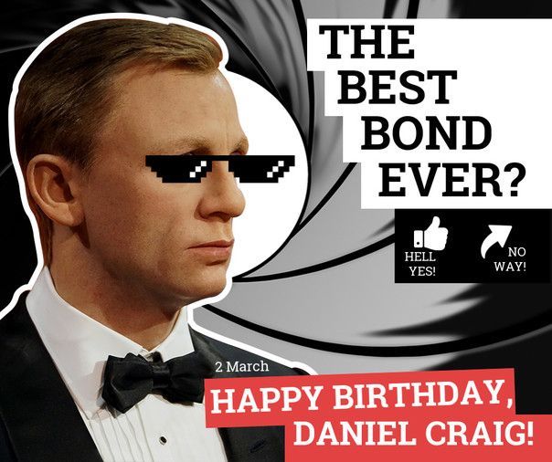 Happy birthday Daniel Craig! Born on this day in 1968. 