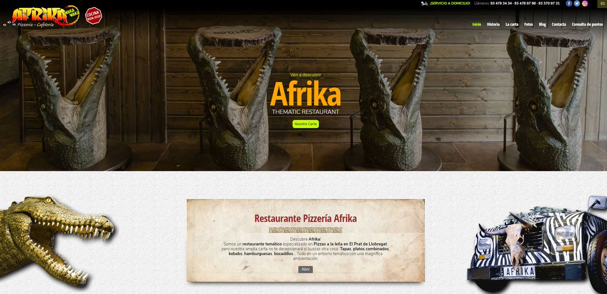 acolorweb's tweet photo. Web del día Bar Afrika #diseñoweb a medida con  aColor https://t.co/T1dKSsljqx @AfrikaPizzeria https://t.co/Gv48c7AO4o