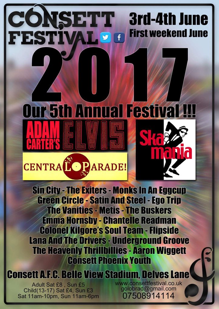 Consett AFC (@consettafc) on Twitter photo Looking forward to <a href="/ConsettFestival/">Consett Festival</a> 2017 Which had a few additions and will be bigger an better than ever! Looking forward to <a href="/ConsettFestival/">Consett Festival</a> 2017 Which had a few additions and will be bigger an better than ever!