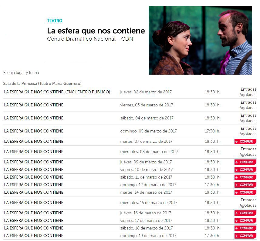 Las entradas para ver #LaEsferaQueNosContiene están así 🔝@carmen_losa @ion_iraizoz <a href="/LeyreAbadia/">Leyre Abadía</a>
