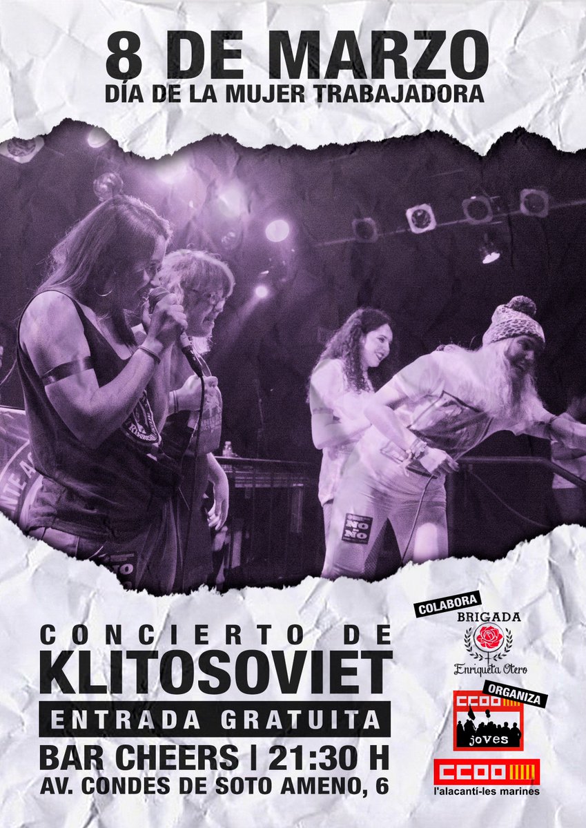 jovesccooam's tweet photo. El 8 de març després d'una jornada combativa, tens una cita amb les @KlitoSoviet_ en el Bar Cheers a les 21:30, te esperem! https://t.co/MYkw4CAKmj