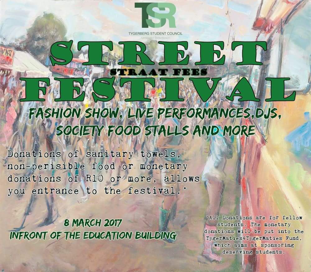 Come and join us at the Tygerberg Student Council's annual street festival on Wednesday 8 March from 19h00. #streetfestival #getsocial #fmhs