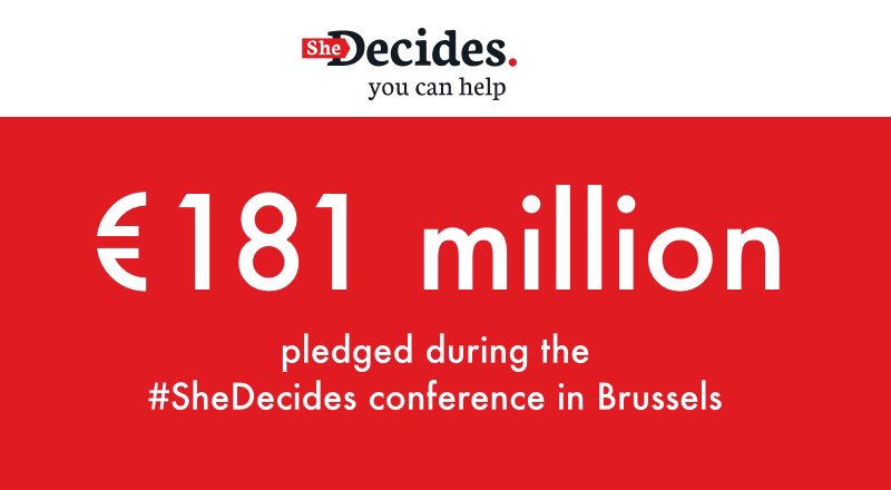 SheDecidesGFI's tweet photo. Wow! What a great result! A heartfelt thank you to all our partners for pledging €181 million to let her decide #SheDecides https://t.co/0LQiT7HDrb