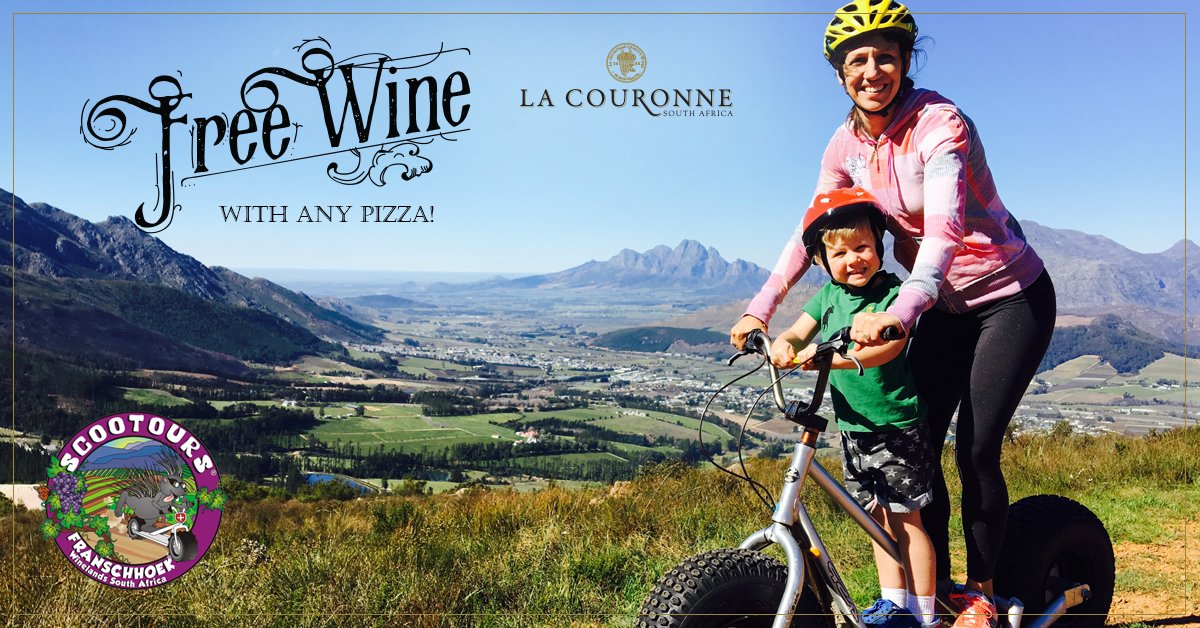 Book a <a href="/ScootoursCT/">Scootours Cape Town</a> adventure &amp; receive a FREE glass of wine with every pizza ordered at La Couronne! Book a table: ow.ly/tSsk309vSRZ