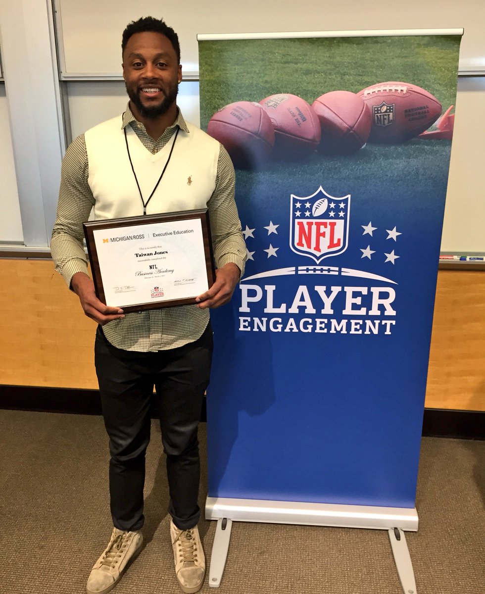 Couldn't be more proud of <a href="/TaiwanJonesNFL/">Taiwan Jones</a> who graduated from the <a href="/NFL/">NFL</a> Business Academy at <a href="/MichiganRoss/">Ross School of Business</a>! #CommitmentToExcellence all around🔝