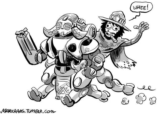 Wanted to draw quick pic about new hero, Orisa! She looks fun to play! 