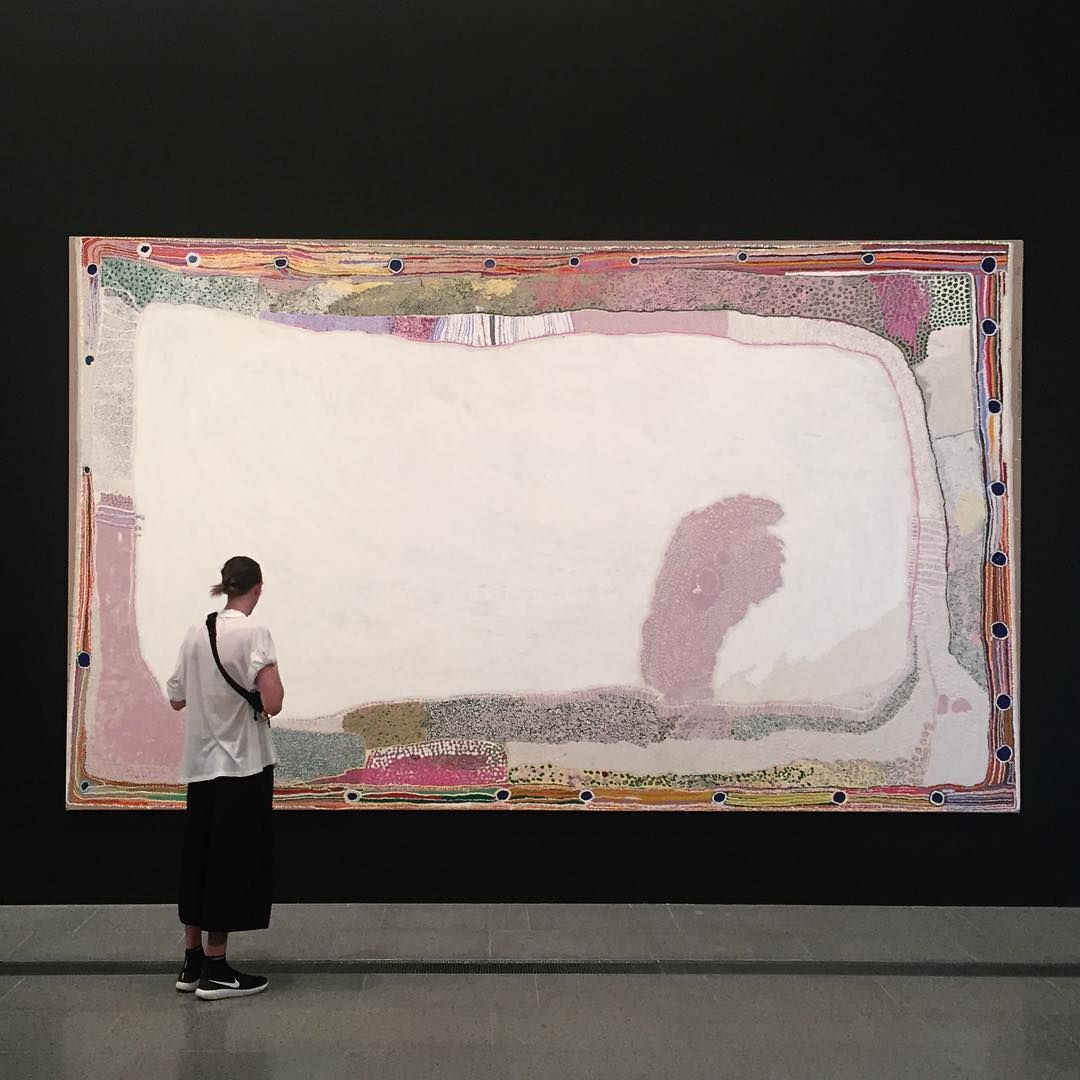 NGVMelbourne's tweet photo. Painted over 8 days in 47.9°C heat  ‘Ngayarta Kujarra’ is now showing in Who's Afraid of Colour? https://t.co/nAoavoBjIE https://t.co/i64utr8FqP