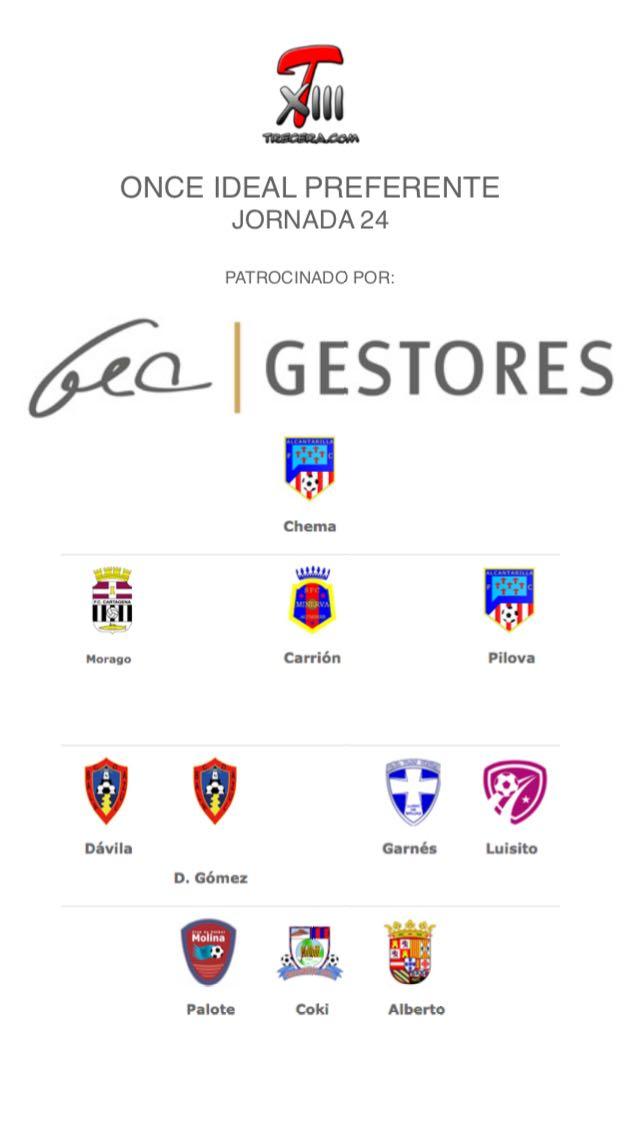 treceraG13's tweet photo. Aquí tenéis el Once Ideal de la jornada 24 en Preferente, de la mano de @geagestores_ . Gracias! https://t.co/cGQ833OJXO