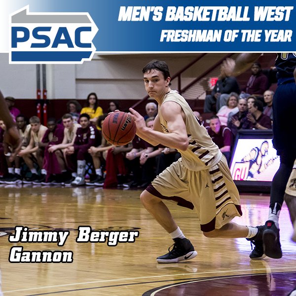 PSACsports's tweet photo. The #PSACmbb West Freshman of the Year: @GUKnights Jimmy Berger https://t.co/zosSYF4A0m