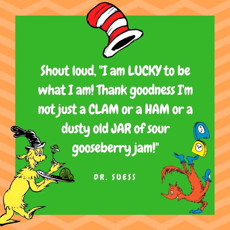 TeamRGaray's tweet photo. Because things could be worse.... we could be dusty jars of Gooseberry Jam... #ThursdayThoughts #DrSuess #ReadAcrossAmericaDay #Create https://t.co/p1r8u0ccR1