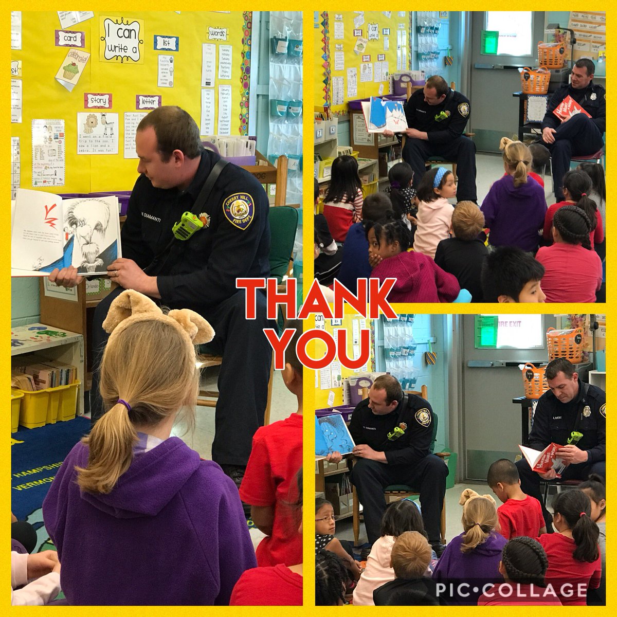 MLangiCBE's tweet photo. Thank you Captain Art West and Firefighter Nick Diamanti for reading to us today! Look forward to your return! @MLangiCBE @CherryHillFire https://t.co/fuk1pNrGii